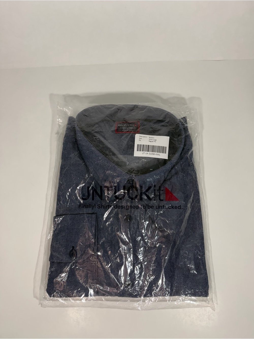 UNTUCKit Barbera Men’s Dress Shirt Size XXXL 3XL Chambray Blue NWT Regular Fit